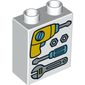 Duplo Brick 1 x 2 x 2 with Bottom Tube and Drill, Screwdriver, and Wrench Print