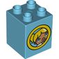 Duplo Brick 2 x 2 x 2 with Porthole with Duplo Astronaut / Girl Print