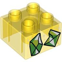 Duplo Brick 2 x 2 with Multi Green Colored Crystals / Gems print