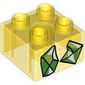 Duplo Brick 2 x 2 with Multi Green Colored Crystals / Gems print