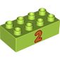 Duplo Brick 2 x 4 with Orange '2' Print