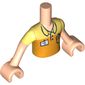 Minidoll Torso Boy with Light Nougat Arms and Hands with Yellow and Orange Polo Shirt with Pocket and Name Tag Print
