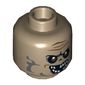Minifig Head Taxi Driver, Red Eyes, Missing Teeth, Grey Blotchy Skin Print [Hollow Stud]