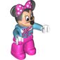 Duplo Figure Minnie Mouse with Medium Azure Aviator Jacket and Polka Dot Scarf, with Dark Pink Legs