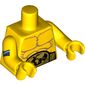 Torso Bare Chest with Muscles and Large Gold and Black Belt Print, Yellow Arms and Hands with Straps Print