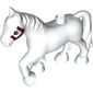Duplo Animal Horse with one Stud and Raised Hoof with Red Bridle Print