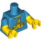 Torso, Dual Molded Arms, Yellow Banana Peel with Grin Print, Dark Azure Sleeves Pattern, Yellow Arms and Hands