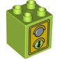 Duplo Brick 2 x 2 x 2 with Traffic Light Duplo Minifig Green Walk / Red Don't Walk Print