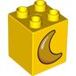 Duplo Brick 2 x 2 x 2 with Orange Moon Crescent Print