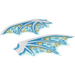 Wings, Dragon with White Spines, Dark Azure and Gold Scrollwork and White Sparkles Print [Sheet of 2]