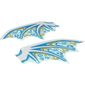 Wings, Dragon with White Spines, Dark Azure and Gold Scrollwork and White Sparkles Print [Sheet of 2]