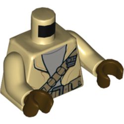 Torso Jacket with Gray Undershirt, Dark Tan Shoulder Belt and Belt with Pouches Print, Tan Arms, Dark Brown Hands