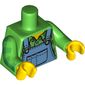 Torso Overalls, Medium Blue, over Plaid Shirt Print, Bright Green Arms, Yellow Hands