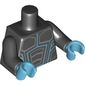 Torso Armor, Medium Azure and Silver Lines Print, Black Arms, Medium Azure Hands