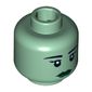Minifig Head Lady Liberty, Eyebrows, Eyelashes, White Pupils, Dark Green Lips Print