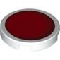 Tile Round 2 x 2 with Bottom Stud Holder with Red Circle Stylized Red Sun Print