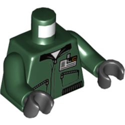 Torso Jacket with Zipper Pockets and ID Badge on Front / 'LEXCORP' on Back print, Dark Green Arms, Black Hands