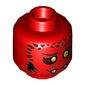 Minifig Head Bookkeeper, Dual Sided, Yellow Eyes, Dark Red Spots, Broken Fangs, Goofy Open Smile Teeth / Closed Mouth Print [Hollow Stud]