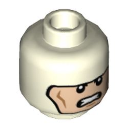 Minifig Head Batman, Dual Sided Balaclava, Cheek Lines, Frown / Clenched Teeth Print [Hollow Stud]