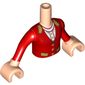 Minidoll Torso Girl with Red Jacket with White Shirt and Gold Buttons and Trim Print, Light Nougat Arms with Hands with Red Long Sleeves Print