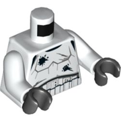 Torso Armor Stormtrooper, Detailed Armor with Battle Damage Scratches and Holes on Both Sides print, White Arms, Black Hands