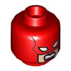 Minifig Head Captain Marvel, Mask, Light Nougat Face, Red Lips, Clenched Teeth Print