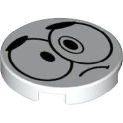 Tile Round 2 x 2 with Bottom Stud Holder with Cross-Eyed Nixel Face Print
