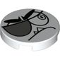 Tile Round 2 x 2 with Bottom Stud Holder with Nixel Face and Eyepatch Print