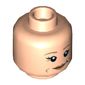 Minifig Head Leia, Dual Sided, Dark Tan Eyebrows, Nougat Lips and Cheek Lines, with Raised Cheek / Eyebrow Raised [Hollow Stud]