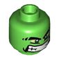 Minifig Head Hulk, Thick Eyebrows, Yellow Eyes and Wide Grin Print