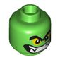 Minifig Head Green Goblin, Thick Eyebrows, Yellow Eyes and Wide Grin with Teeth Print
