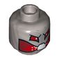 Minifig Head Ultron, Dual Sided, Red Eyes and Mouth, Silver Panel, and Black Rivet on Back Print [Hollow Stud]