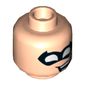 Minifig Head Robin, Dual Sided, Black Pointed Eyemask, Open Mouth Crooked Smile Print [Hollow Stud]