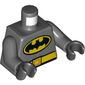 Torso Bodysuit, Batman Logo in Yellow Oval with Yellow Belt Front and Back Print, Dark Bluish Gray Arms, Black Hands