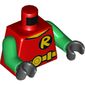 Torso Shirt with Yellow 'R' Symbol and Yellow Belt with Round Buckle Print (Robin), Green Arms, Black Hands