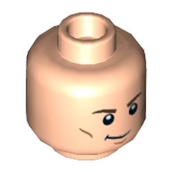 Minifig Head Captain America (Steve Rogers) / Hawkeye / Steve Trevor / Rebel Trooper, Brown Eyebrows, Cheek Lines, Chin Dimple, Crooked Smile / Grimace Print