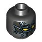 Minifig Head Black Panther, Armor, Yellow Eyes, Silver Lines Print