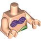 Torso Mermaid with Medium Lavender Shell Bra, Navel, and Green and Yellow Waist Print, Light Nougat Arms and Hands