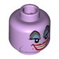 Minifig Head Ursula, Raised Eyebrows, Gray and Blue Eye Shadow, Eyelashes, Cheek and Chin Lines, Black Dot / Beauty Mark / Mole near Red Lips, Open Mouth Smile print