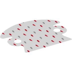 Cape, Large Rounded Collar, Arm Holes, Red Back, Red and Gray Fur Spots Print