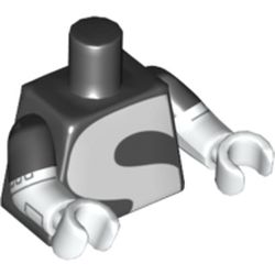 Torso, Dual Molded Arms, Large White 'S' print, Black Sleeves Pattern, White Arms and Hands with Silver Lines Print
