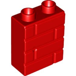 LEGO part 10025550 WALL W/ BRICK PATTERN 1X2X2 in Bright Red/ Red