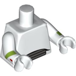 Torso Spacesuit with 3 Dark Bluish Gray Vents at Waist print, White Arms and Hands with Lime Elbow Stripes and Red Spot on Right Wrist Print