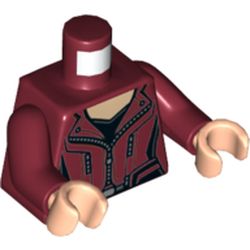 Torso Jacket with Zipper and Black Undershirt Print, Dark Red Arms, Light Nougat Hands