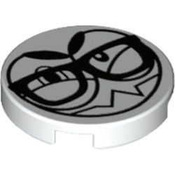 Tile Round 2 x 2 with Bottom Stud Holder with Nixel in Glasses Face Print