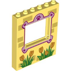 Panel 1 x 6 x 6 with Window and Pink Window Frame and Tulips Print
