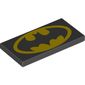 Tile 2 x 4 with Yellow Batman Logo Print
