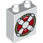 Duplo Brick 1 x 2 x 2 with Bottom Tube and Life Preserver Print