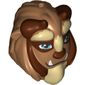 Mask Beast with Reddish Brown Horns, Blue Eyes, Fangs and Tan Beard, Narrow Eyes Print