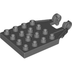 LEGO part 10025548 PLATE 4X4 W/ B-CONNECTOR in Dark Stone Grey / Dark Bluish Gray